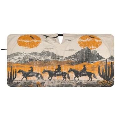 Imagem de Blueangle Guarda-sol vintage caubói ocidental - 149.9 cm x 76.2 cm dobrável carro janela dianteira para-sol blocos raios UV viseira de sol (95)