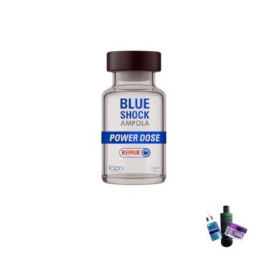 Imagem de Kit Blue Shock Tazin Cosméticos, Ampola Power Dose Repair, Shampoo de Pistache, Kit Glow, Tratamento Reparador e Hidratante, Loção, 1 Conjunto