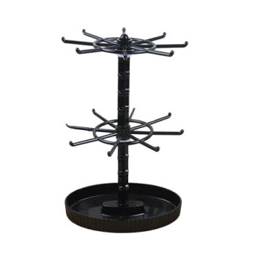 Imagem de Baoblaze Suporte giratório para joias, expositor de pulseiras e colares para mesa, cômoda ou loja, Preto de 2 Camadas