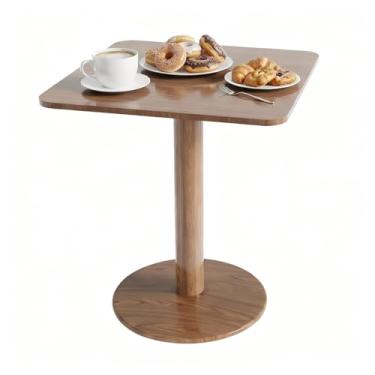 Imagem de Mesa de jantar quadrada moderna de meados do século de 60 cm para 2 pessoas, pequena mesa de jantar com pedestal de metal resistente, mesa de cozinha quadrada para sala de jantar, cozinha, sala de