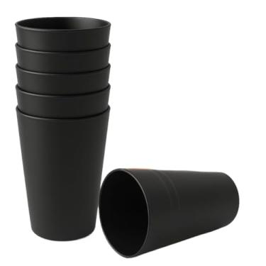Imagem de Kit 6 Copos Plásticos 550ml BPA Free Empilháveis para Crianças Micro-ondas(Preto,6)