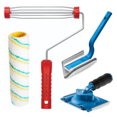 Imagem de Pad Para Pintura Reto + Pad de Parede 90° + Suporte Garfo 23cm Sem Rosca + Rolo de Pintura Poliamida