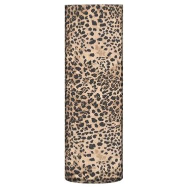 Imagem de JUZIHAI Vaso de textura de pele de leopardo para flores 9,9 cm x 30 cm Cilindro de plástico moderno vaso de flores para centro de mesa de casamento decoração de casa