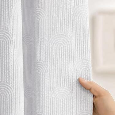 Imagem de NDDYCU Cortina de chuveiro branca Boho algodão textura meados do século minimalista cortina de chuveiro para banheiro, 182,88 cm L x 182,88 cm C