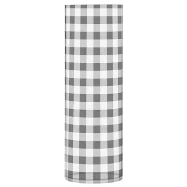 Imagem de JUZIHAI Vaso xadrez preto e branco para flores 9,9 cm x 30 cm Cilindro de plástico moderno vaso de flores para centro de mesa de casamento decoração de casa
