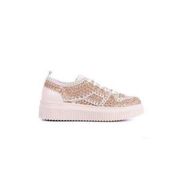 Imagem de Tênis Feminino Valentina Casual Tramado Off White-Feminino