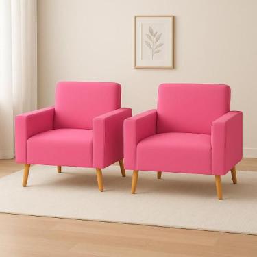 Imagem de Kit 2 capas poltrona tradicional sala- ajustavel premium Cor:Rosa Clar