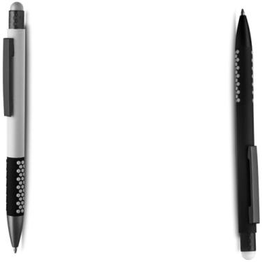 Imagem de Caneta Esferográfica Retrátil com Grip, Escrita Azul, Plástico, Kit com 1 e 2 Unidades (Branco e Preto;)