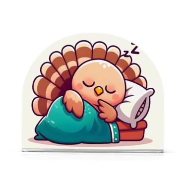 Imagem de Lindo suporte de guardanapo branco de peru dormindo, conjunto de 2, porta-guardanapos de acrílico, porta-guardanapos para guardanapos de pano