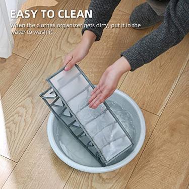 Imagem de Organizador de roupas Divisores gaveta armário com alça guarda-roupa para calças jeans camisetas underwear Feito náilon espesso Plegável Lavável grades divididas Forma resistente Economia espaço Viage