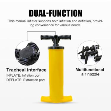 Imagem de CUOFYUNL Bomba manual bidirecional para cama de caiaque inflável Piscina Sofá Tenda Bomba manual multifuncional portátil de alta pressão para inflação e deflação de uso duplo