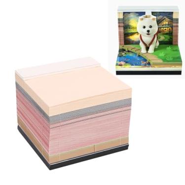 Imagem de Sanpyl Bloco de Notas 3D, Arte de Escultura Em Papel 3D Desenho Animado Cachorro Rasga Bloco de Notas 2026 Calendário de Mesa, Com Caixa Acrílica Transparente, para Escritório Doméstico