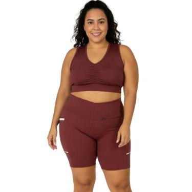 Imagem de Conjunto Fitness Plus Size Feminino Treino Academia Top Sem Bojo + Short com Bolso-Feminino