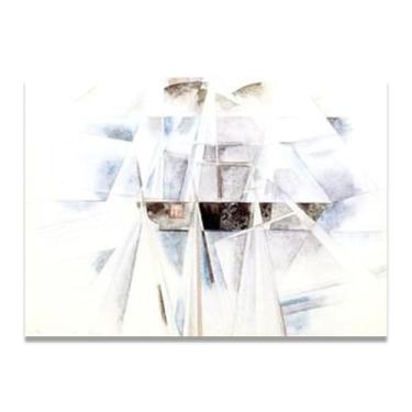 Imagem de LKXGRRSFG Grande veleiro Charles Demuth arte de parede em tela - reprodução de pintura a óleo abstração geométrica, design de interiores colorido ousado 27 x 98 cm sem moldura