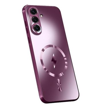 Imagem de POYUFRG Capa magnética para Samsung Galaxy S26 Ultra/S26 Plus/S26, capa fina fosca anti-impressão digital capa de proteção de lente com tudo incluído, roxa, S26