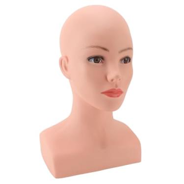 Imagem de Generic Cabeça de Manequim de Maquiagem Realista Feminina para Exibição de Perucas de Chapéus Com Base Estável para Salões de Beleza, Material de PVC