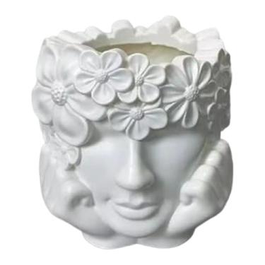 Imagem de harayaa Porta-pincéis de maquiagem em formato de rosto, vaso de flores, organizador de cosméticos reutilizável para mesa, porta-lápis e canetas para o Natal,