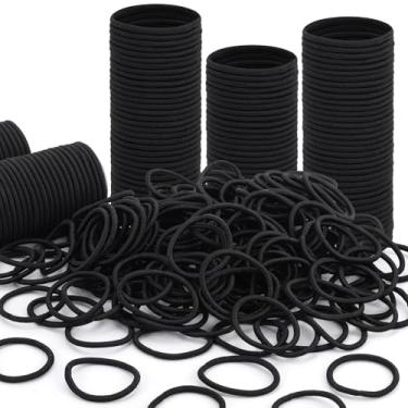 Imagem de 300 peças de laços de cabelo preto para cabelo grosso e encaracolado suporte de rabo de cavalo elástico (4 mm)