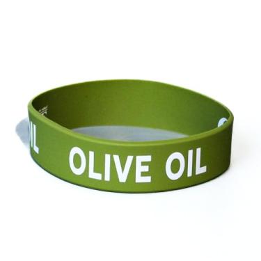 Imagem de Culinary ID Bands Pulseira de silicone "Azeite de oliva" para garrafa de apertar de 16, 20 e 680 g – Ideal para uso com garrafas de espremer e molho de boca larga e padrão, durável e elástica, verde