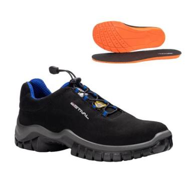 Imagem de Sapato de Segurança em Microfibra Preto e Azul Estival EN10021S2 CA 44