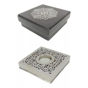 Imagem de Velario Porta Velas Com Vela Cinzelado Em Buril Com Estojo