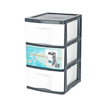 Imagem de Gaveteiro de Chão São Bernardo com 3 Gavetas Plástico 33x38x56cm Preto e Branco