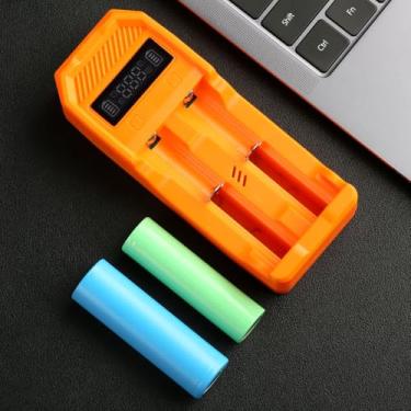 Imagem de Carregador de bateria USB de 4/2 compartimentos 18650/16340/14500, adequado para baterias de íon de lítio recarregáveis de 3,7 V, carregador universal (bateria de pressão superior de 4/4, carregador