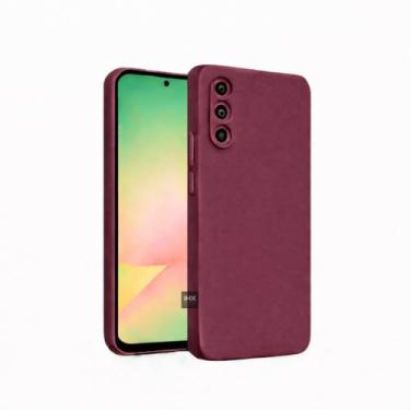 Imagem de Capa Capinha Case Compatível Samsung_ Galaxy A56 Silicone Aveludada Anti Impacto Reforçada Emborrachado Com Proteção De Câmera Premium (VINHO)