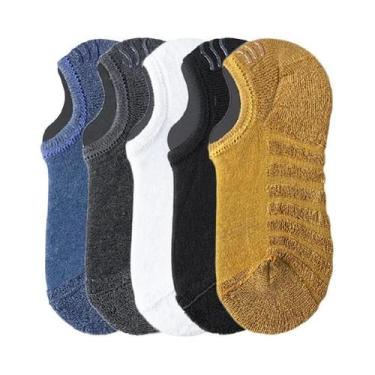 Imagem de Meias De Algodão Para Homens, 5 Pares, Respiráveis, Antiderrapantes, C