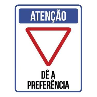 Imagem de Kit 5 Placa Acm Atenção Dê A Preferência 18X23 - Sinalizo