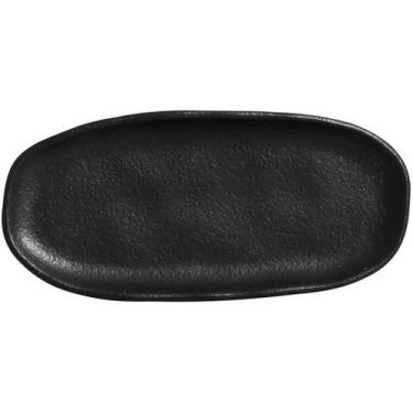 Imagem de Kit 20 Travessas Sushi 16x8cm Rasas Cerâmica Orgânico Preto - Porto Br