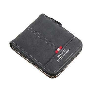 Imagem de Carteira Masculina De Couro PU Com Zíper, Estilo Vintage, Com Fita Tra