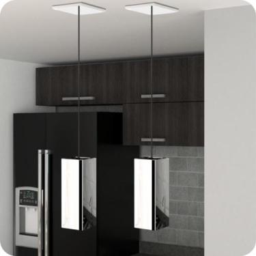 Imagem de 2 Pendentes Industrial Inox Quadrado Moderno Luminária ELG, Bivolt