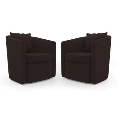 Imagem de Kit 02 Poltronas Decorativas Sala de Estar Aimê Suede Marrom - Abmaza