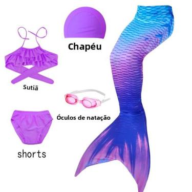 Imagem de Cauda De Sereia Roxa Para Crianças Para Natação, Respirável, Ajuste Pe