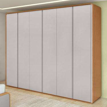 Imagem de Guarda Roupa Casal Easy Like 6 Portas 6 Gavetas MDF Amendoa Clean-Off White Móveis Lopas
