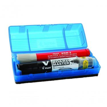 Imagem de Kit Marcador Quadro Branco Azul + Preto + Vermelho + Apagador Pilot