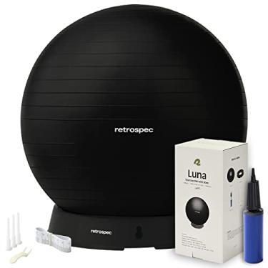 Imagem de Retrospec Luna Bola de Exercício – Bola de Yoga de 55, 65 ou 75 cm para Treinos e Estabilidade, Gravidez – Bola de Balanço Swish com Bomba e Base para Escritório e Ginásio em Casa, 65 cm, Preta