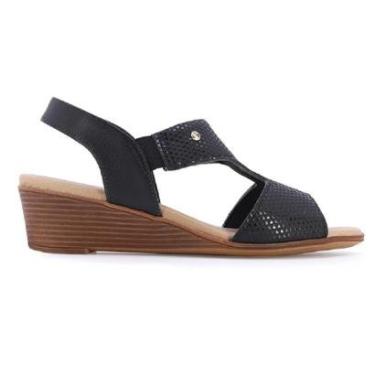 Imagem de Sandália Anabela Usaflex em Couro Ajuste Elástico-Feminino