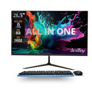 Imagem de Computador All In One Work Machine Bestboy Intel Core I5 4º 8Gb Ram Ssd 240Gb Mou Tec 21.5 Pt