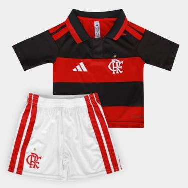 Imagem de Kit Infantil Flamengo I 26/27 s/n Torcedor Adidas, Vermelho, Preto, 18