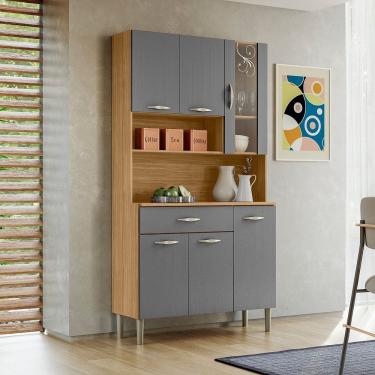Imagem de Kit Armário de Cozinha Completa Golden 6 Portas com Nichos Freijó Gris Kits Paraná