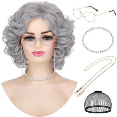Imagem de Peruca Curta Cacheada Cinza para Idosas - Modelo Wallden Hair