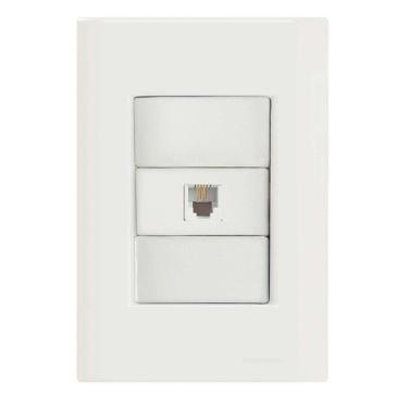 Imagem de Conjunto 4x2 com 1 Tomada Telefone RJ11 Tramontina Giz Branco Tramontina