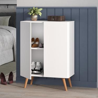 Imagem de Sapateira 2 Portas Retrô Nina Multimóveis Branca/Natural