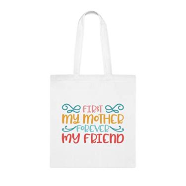 Imagem de Bolsa Tote First My Mother (First My Mother (First My Moe) presente para mãe, bolsa de ombro para mãe, bolsas reutilizáveis para mãe, presente para mãe da filha favorita, filho e filhos, Branco