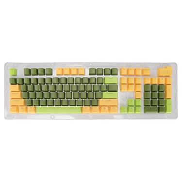 Imagem de ASHATA 107 teclas, três cores translúcidas caracteres, teclado mecânico com layout de teclas ergonômicas, para teclados 61/87/104/84/64/98/96 (verde escuro)