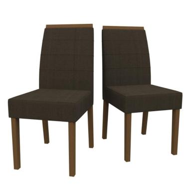 Imagem de Conjunto 2 Cadeiras Isis Amendoa/Veludo Café - New Ceval