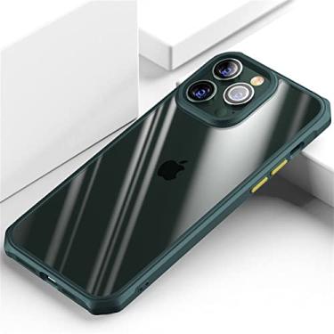 Imagem de Capa protetora à prova de choque de armadura de luxo para iPhone 13 12 Mini 14 11 Pro XS Max XR X 8 7 Plus Moldura macia Capa traseira transparente, verde escuro, para iPhone XS