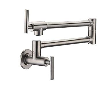 Imagem de Bico dobrável giratório de alavanca única Torneira de cozinha para banheiro Montagem na parede Torneira para pia de água fria Cromado/preto/níquel escovado/dourado, C2